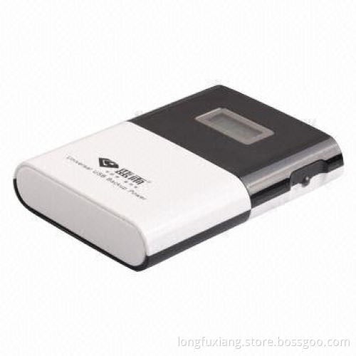 Portable power bank with 10,400mAh capacity and dual USB ports